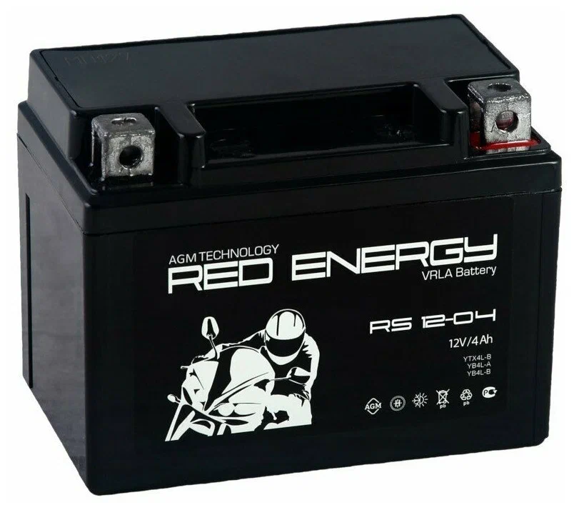 Аккумуляторная батарея  мото, скутер Red Energy (YTX4LBS) 12В 4 А.ч (114х70х86) (залитый) AGM